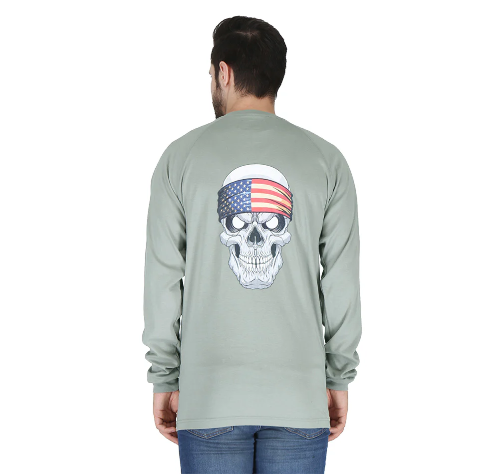 Picture of Forge FR MFRCNGP63 L/S MEN'S GREY SKULL PRINT GRAPHIC CREW NECK T-SHIRT